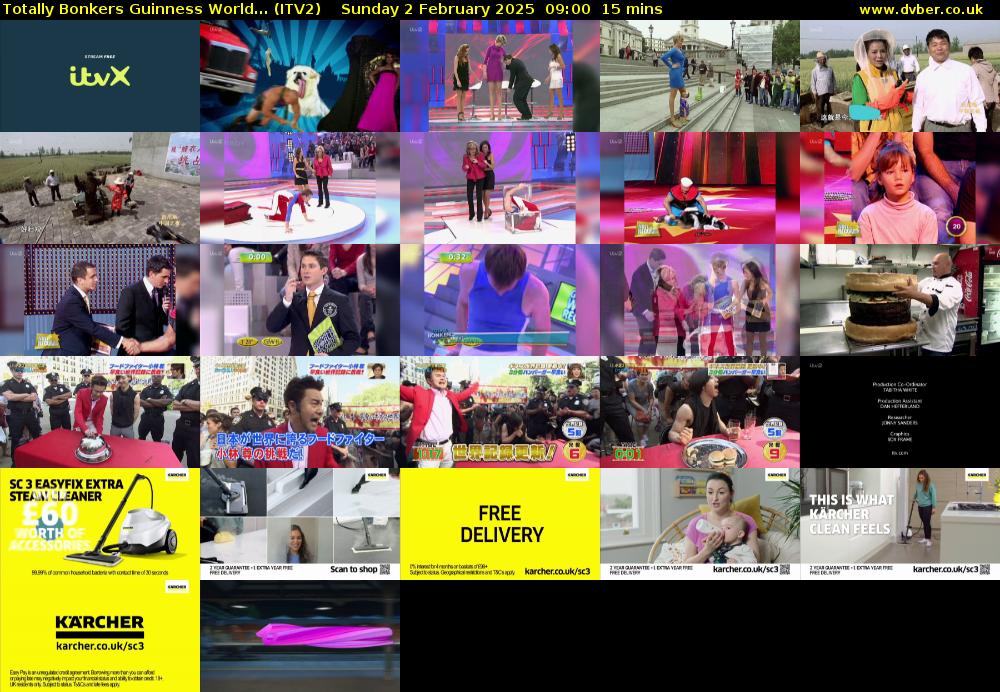 Totally Bonkers Guinness World... (ITV2) Sunday 2 February 2025 09:00 - 09:15