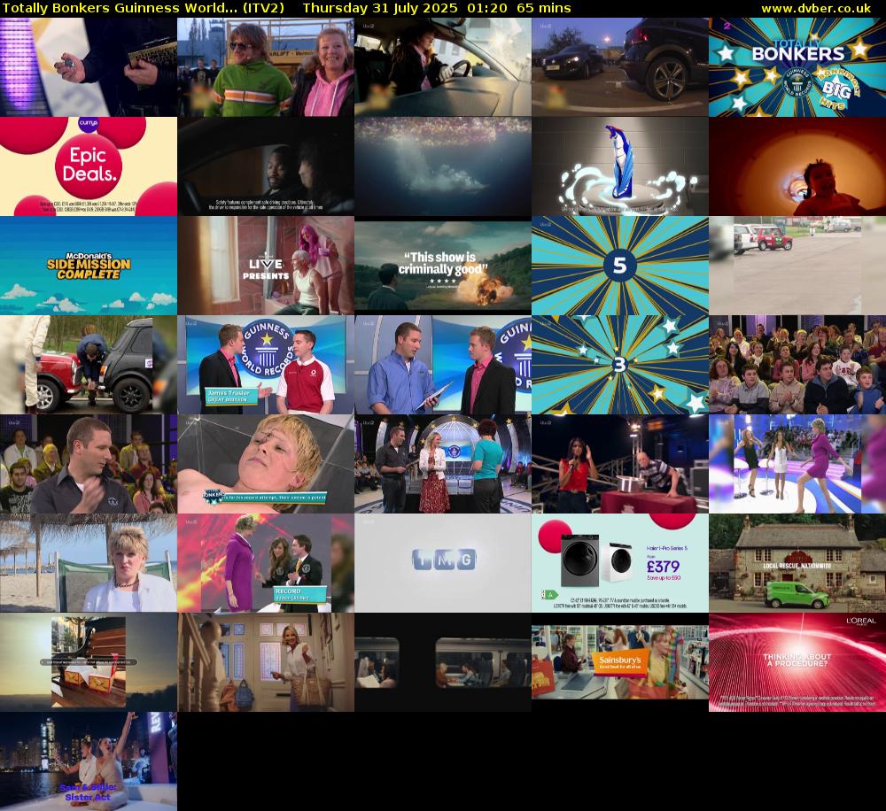Totally Bonkers Guinness World... (ITV2) Thursday 31 July 2025 01:20 - 02:25