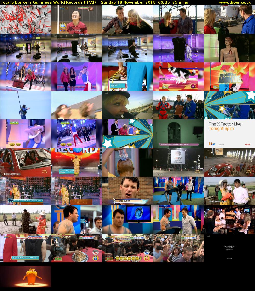 Totally Bonkers Guinness World Records (ITV2) Sunday 18 November 2018 06:25 - 06:50
