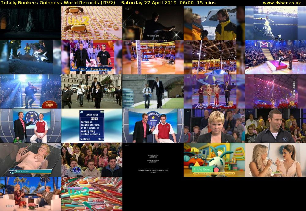 Totally Bonkers Guinness World Records (ITV2) Saturday 27 April 2019 06:00 - 06:15