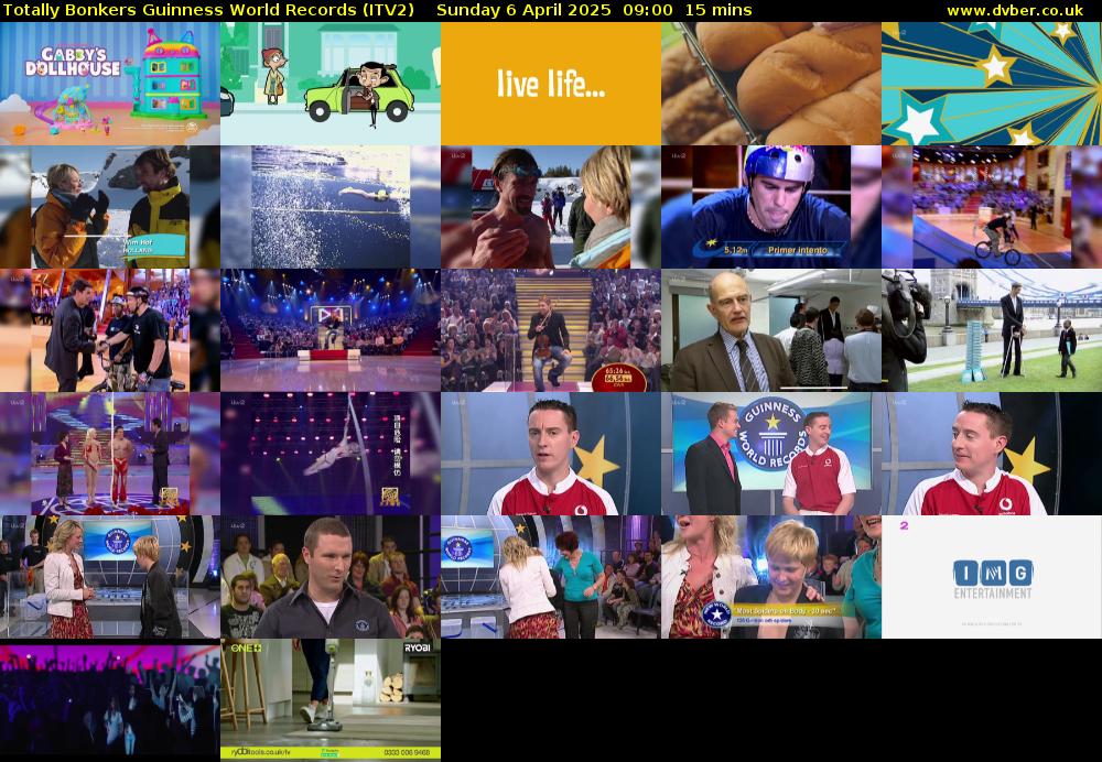 Totally Bonkers Guinness World Records (ITV2) Sunday 6 April 2025 09:00 - 09:15