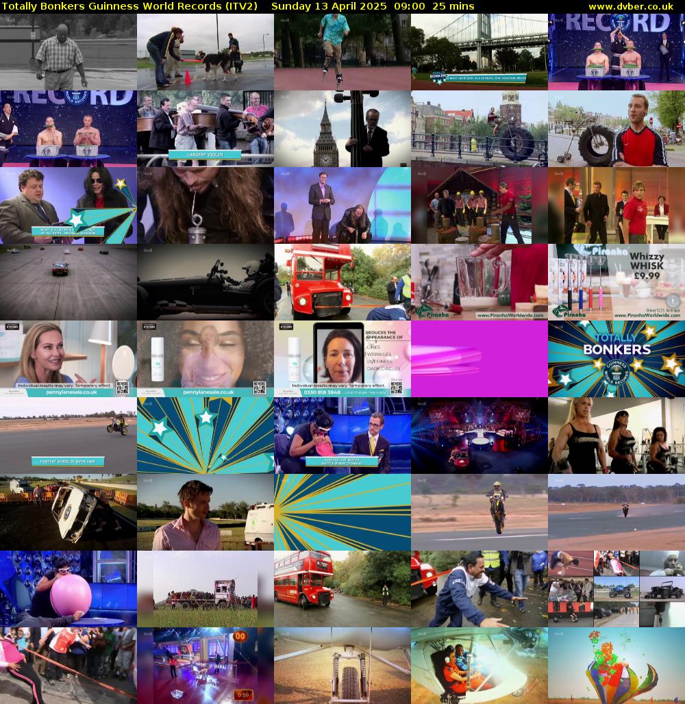 Totally Bonkers Guinness World Records (ITV2) Sunday 13 April 2025 09:00 - 09:25