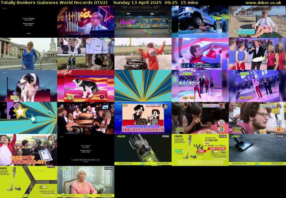 Totally Bonkers Guinness World Records (ITV2) Sunday 13 April 2025 09:25 - 09:40