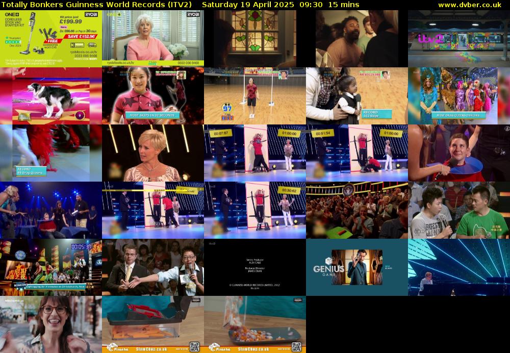 Totally Bonkers Guinness World Records (ITV2) Saturday 19 April 2025 09:30 - 09:45