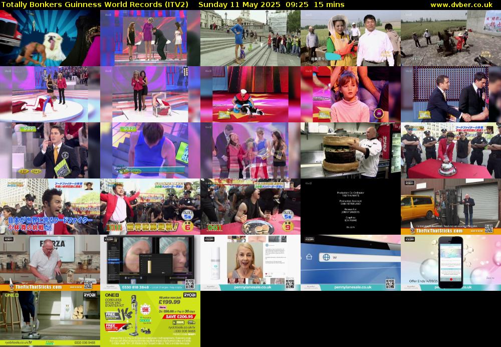 Totally Bonkers Guinness World Records (ITV2) Sunday 11 May 2025 09:25 - 09:40