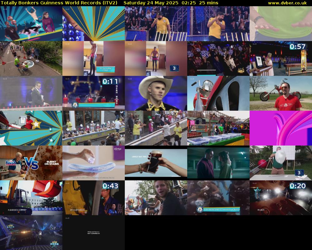 Totally Bonkers Guinness World Records (ITV2) Saturday 24 May 2025 02:25 - 02:50