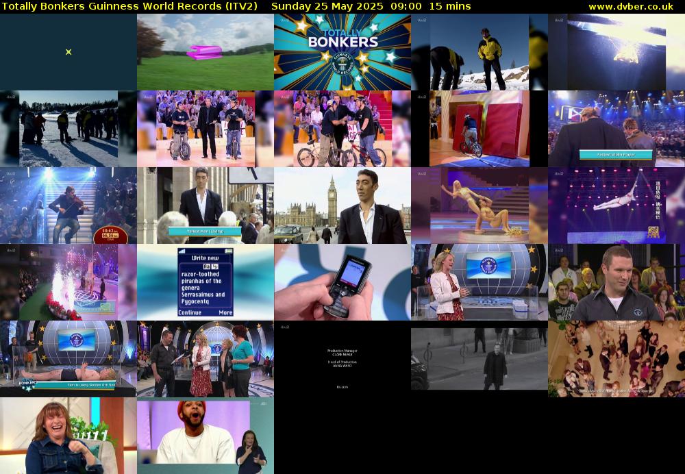 Totally Bonkers Guinness World Records (ITV2) Sunday 25 May 2025 09:00 - 09:15
