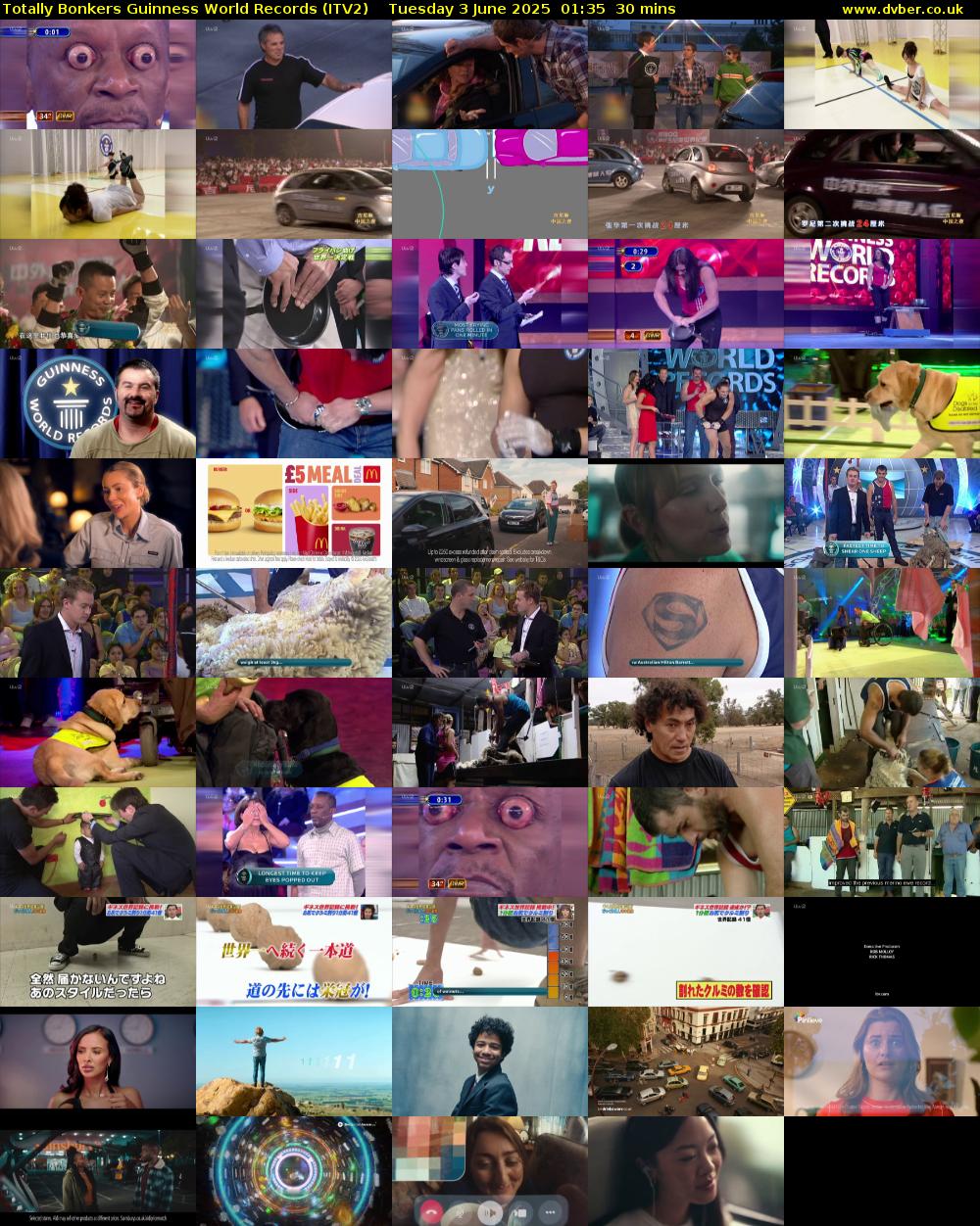 Totally Bonkers Guinness World Records (ITV2) Tuesday 3 June 2025 01:35 - 02:05