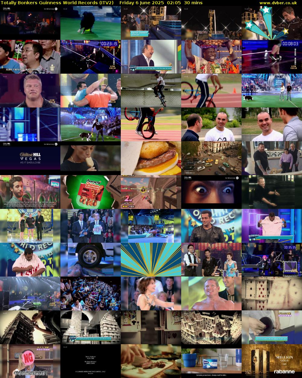 Totally Bonkers Guinness World Records (ITV2) Friday 6 June 2025 02:05 - 02:35