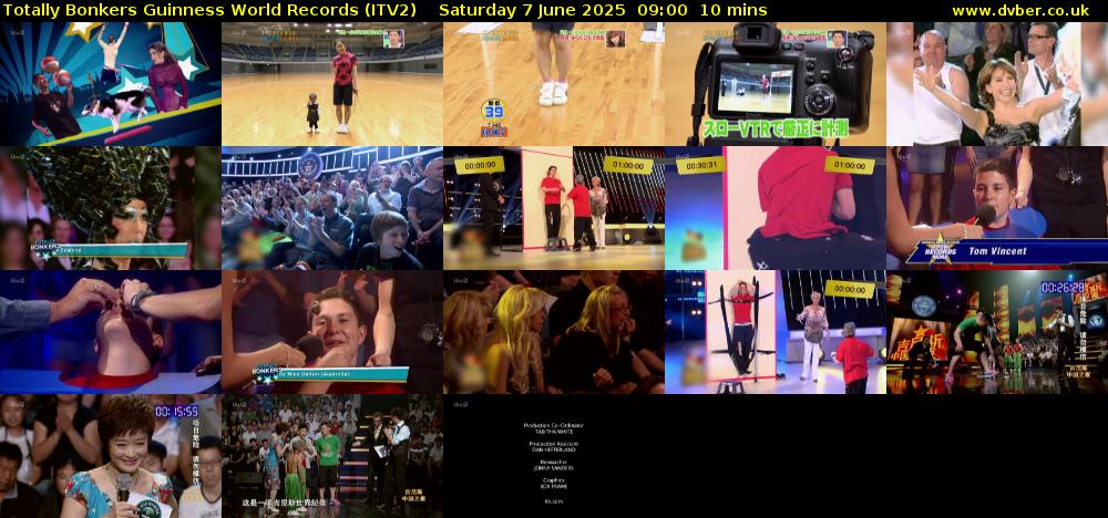 Totally Bonkers Guinness World Records (ITV2) Saturday 7 June 2025 09:00 - 09:10
