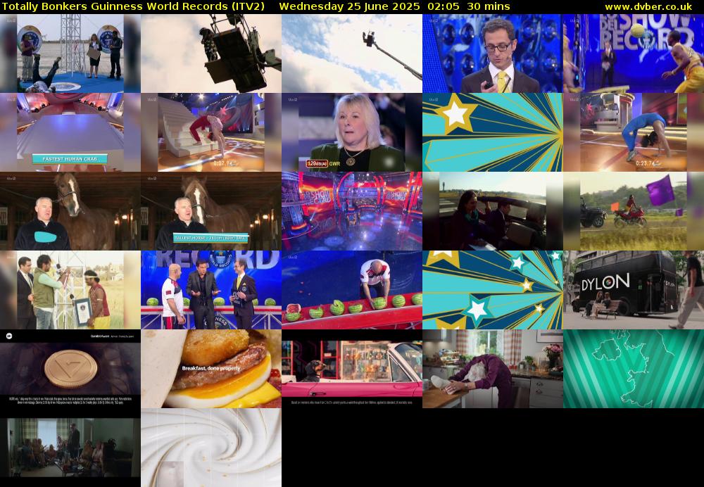 Totally Bonkers Guinness World Records (ITV2) Wednesday 25 June 2025 02:05 - 02:35