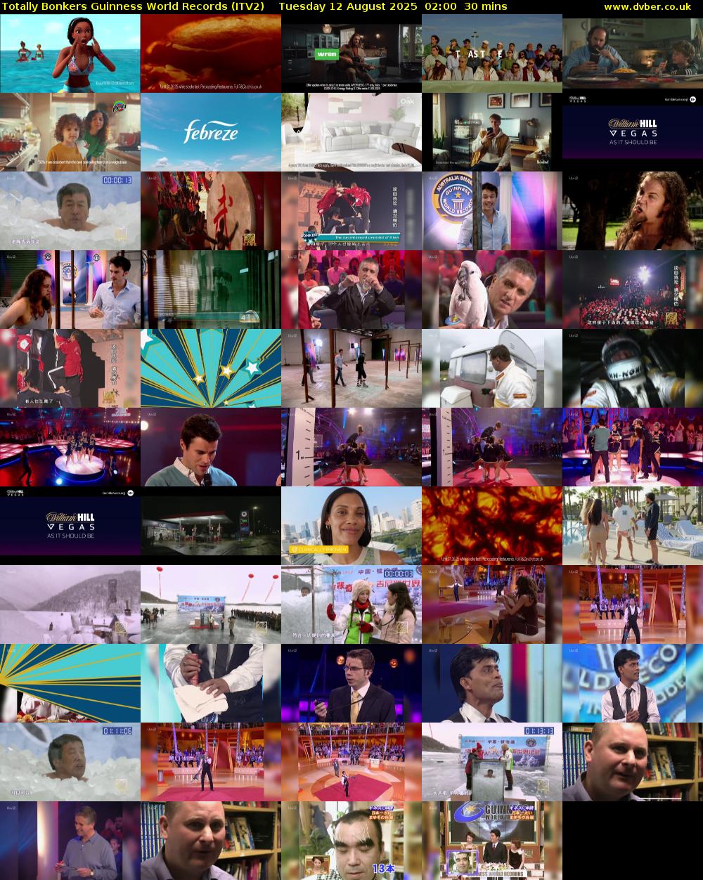 Totally Bonkers Guinness World Records (ITV2) Tuesday 12 August 2025 02:00 - 02:30