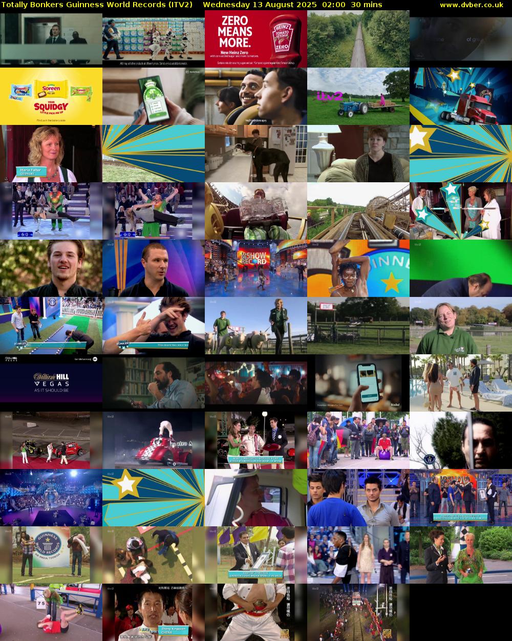 Totally Bonkers Guinness World Records (ITV2) Wednesday 13 August 2025 02:00 - 02:30
