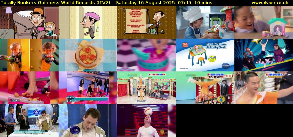 Totally Bonkers Guinness World Records (ITV2) Saturday 16 August 2025 07:45 - 07:55