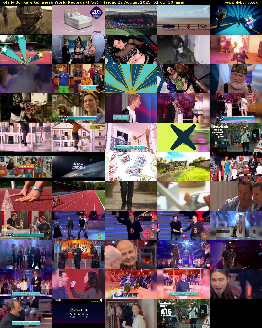 Totally Bonkers Guinness World Records (ITV2) Friday 22 August 2025 02:05 - 02:35