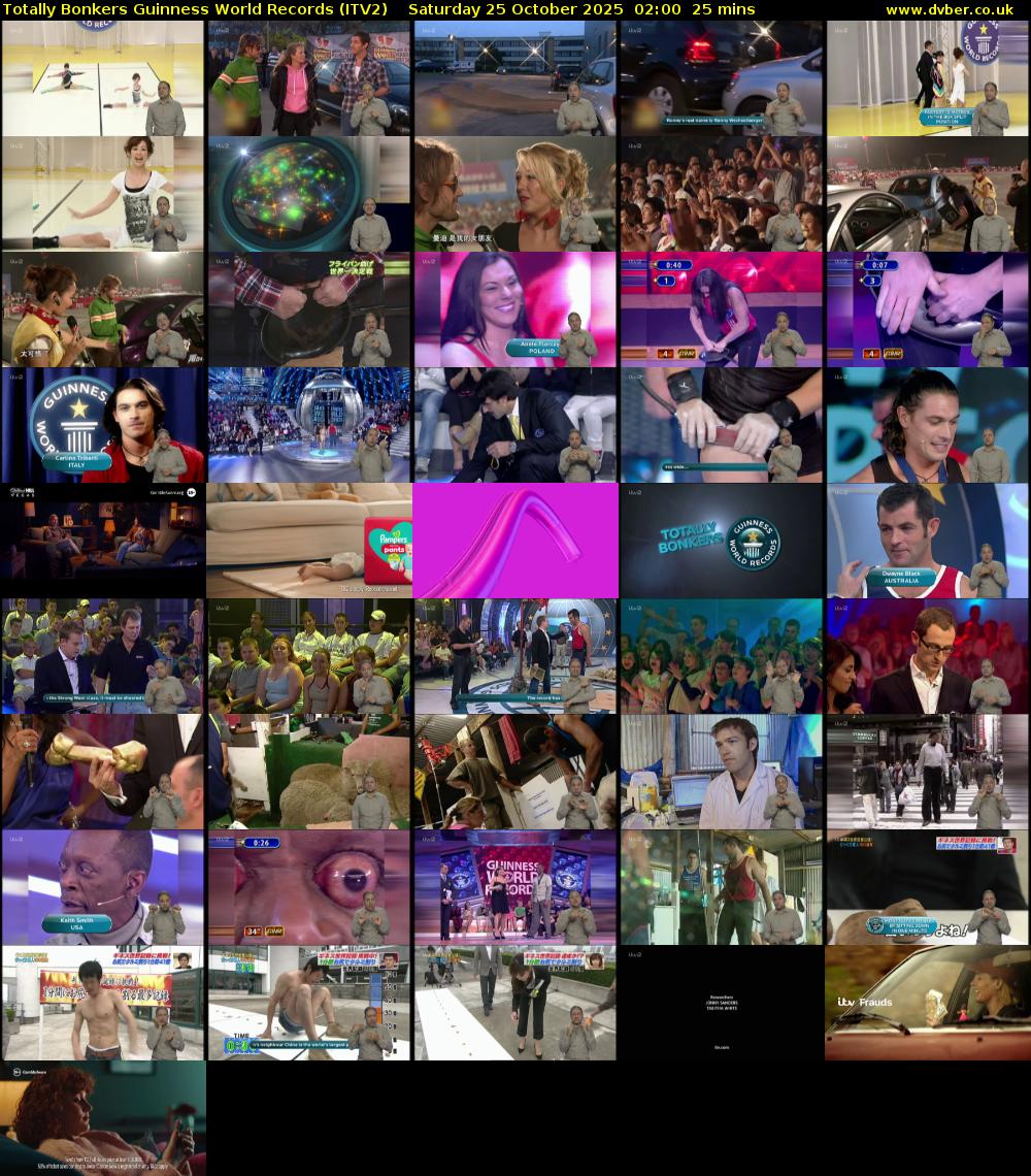 Totally Bonkers Guinness World Records (ITV2) Saturday 25 October 2025 02:00 - 02:25