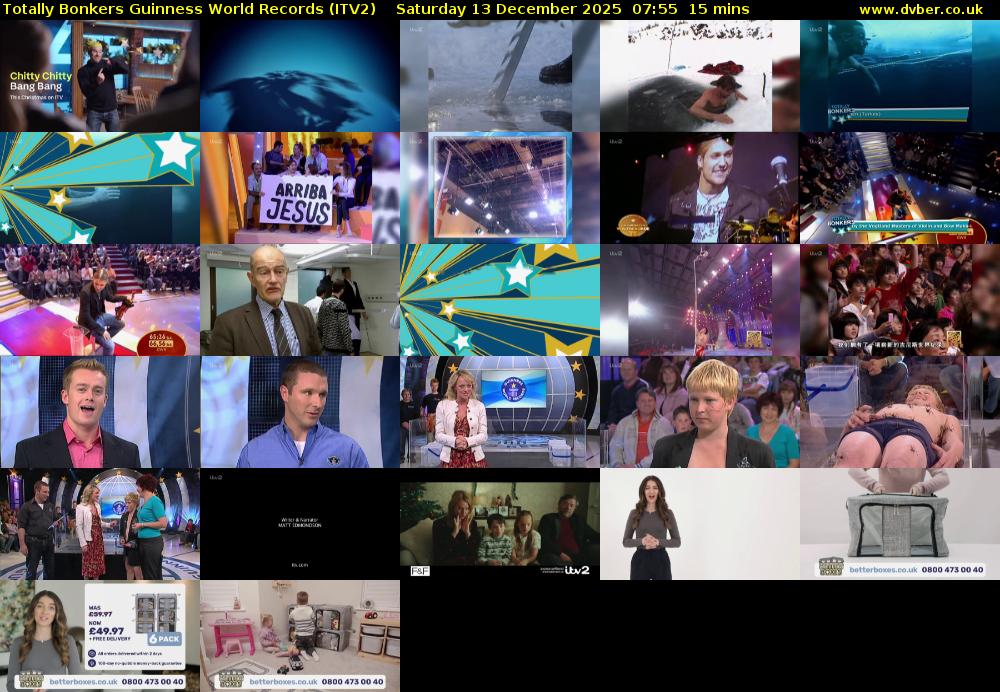 Totally Bonkers Guinness World Records (ITV2) Saturday 13 December 2025 07:55 - 08:10