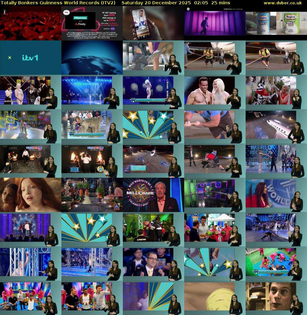 Totally Bonkers Guinness World Records (ITV2) Saturday 20 December 2025 02:05 - 02:30