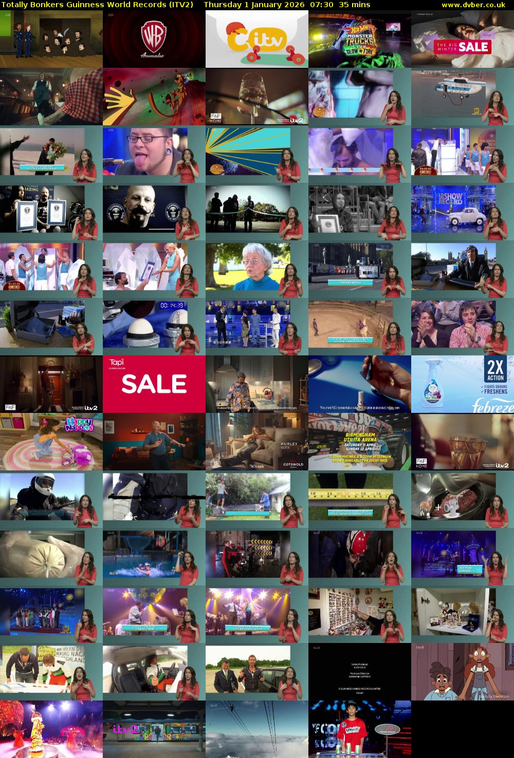 Totally Bonkers Guinness World Records (ITV2) Thursday 1 January 2026 07:30 - 08:05