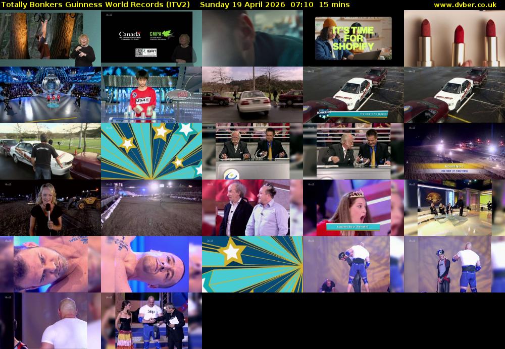 Totally Bonkers Guinness World Records (ITV2) Sunday 19 April 2026 07:10 - 07:25