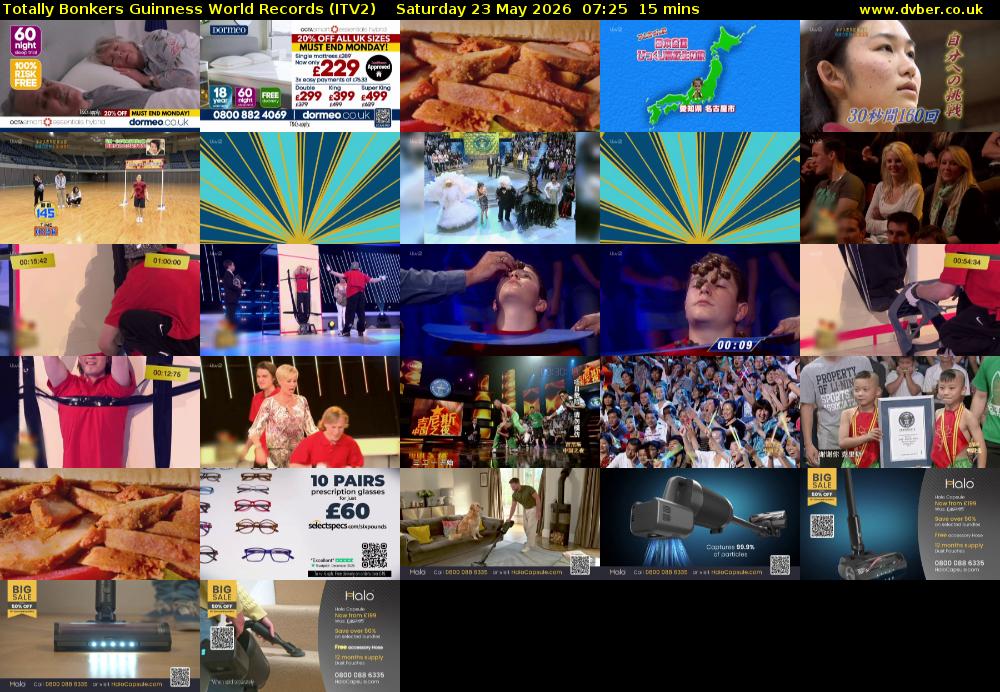 Totally Bonkers Guinness World Records (ITV2) Saturday 23 May 2026 07:25 - 07:40