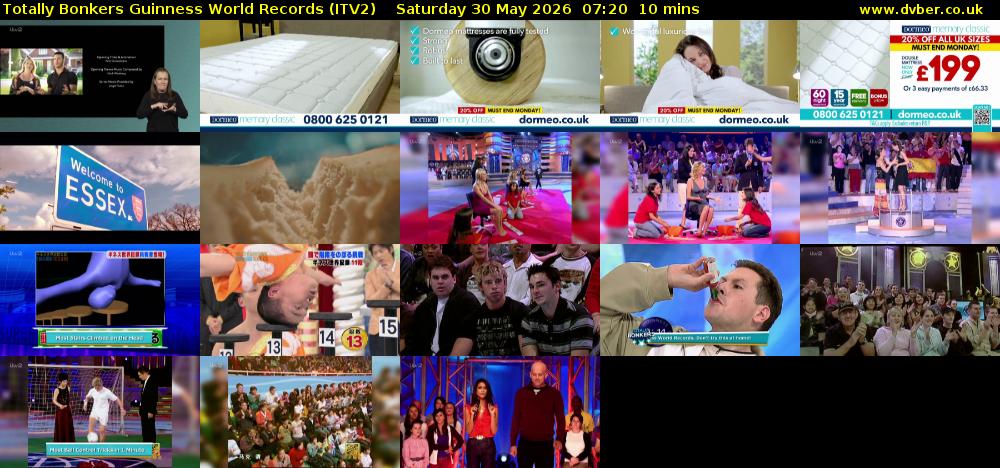 Totally Bonkers Guinness World Records (ITV2) Saturday 30 May 2026 07:20 - 07:30