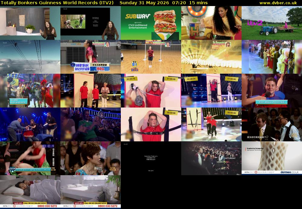 Totally Bonkers Guinness World Records (ITV2) Sunday 31 May 2026 07:20 - 07:35