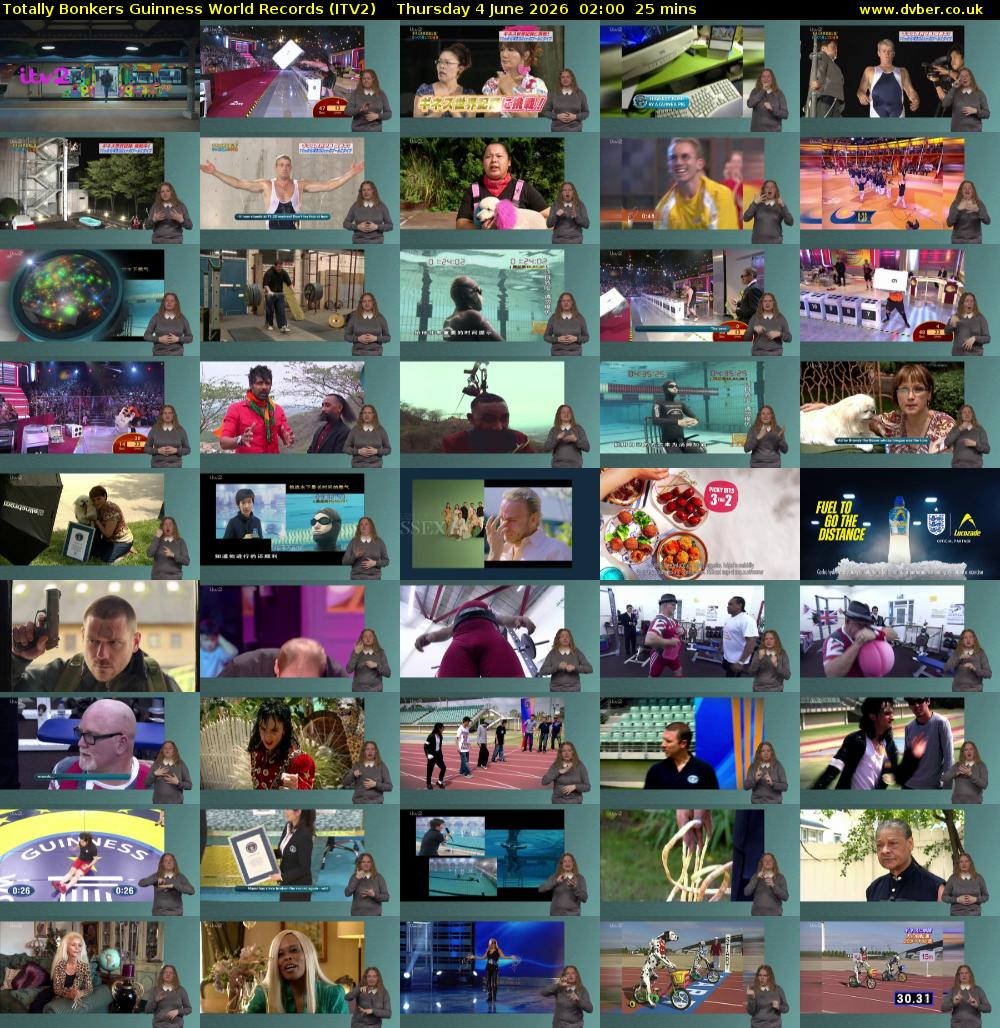 Totally Bonkers Guinness World Records (ITV2) Thursday 4 June 2026 02:00 - 02:25