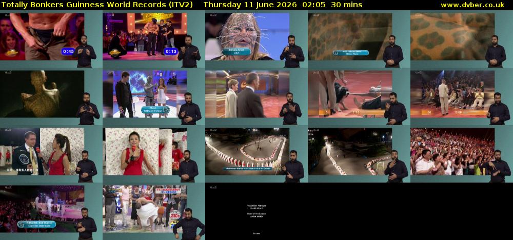 Totally Bonkers Guinness World Records (ITV2) Thursday 11 June 2026 02:05 - 02:35