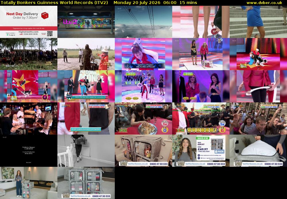 Totally Bonkers Guinness World Records (ITV2) Monday 20 July 2026 06:00 - 06:15