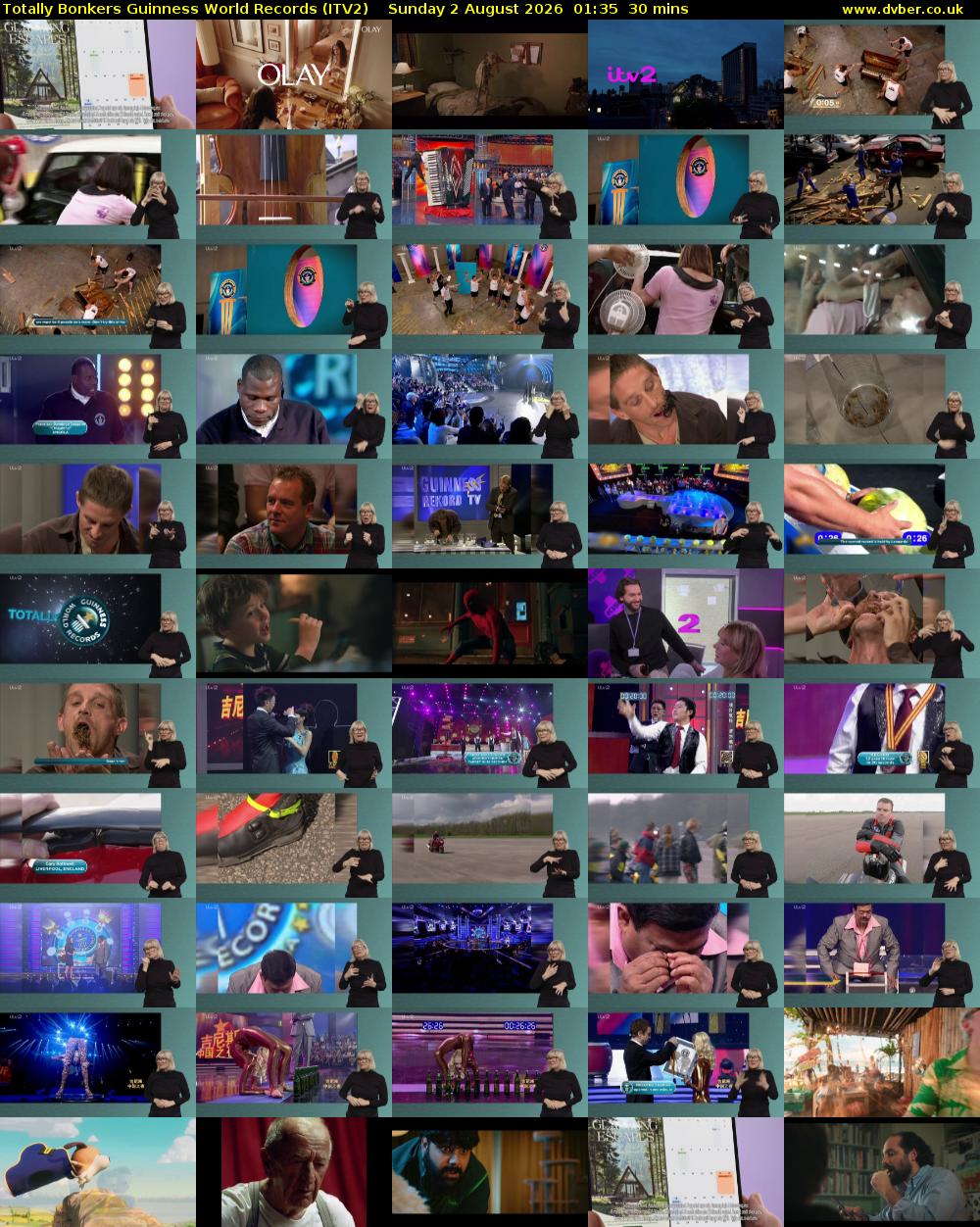 Totally Bonkers Guinness World Records (ITV2) Sunday 2 August 2026 01:35 - 02:05