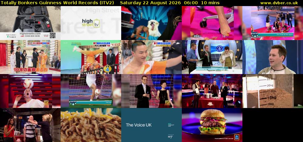 Totally Bonkers Guinness World Records (ITV2) Saturday 22 August 2026 06:00 - 06:10