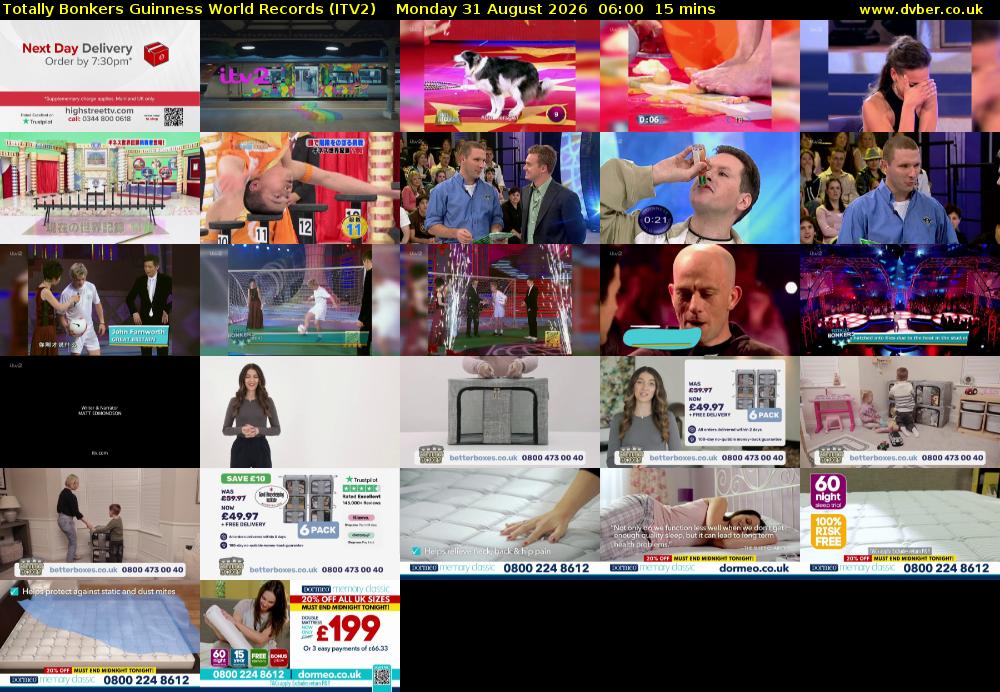 Totally Bonkers Guinness World Records (ITV2) Monday 31 August 2026 06:00 - 06:15