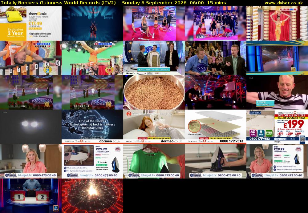 Totally Bonkers Guinness World Records (ITV2) Sunday 6 September 2026 06:00 - 06:15