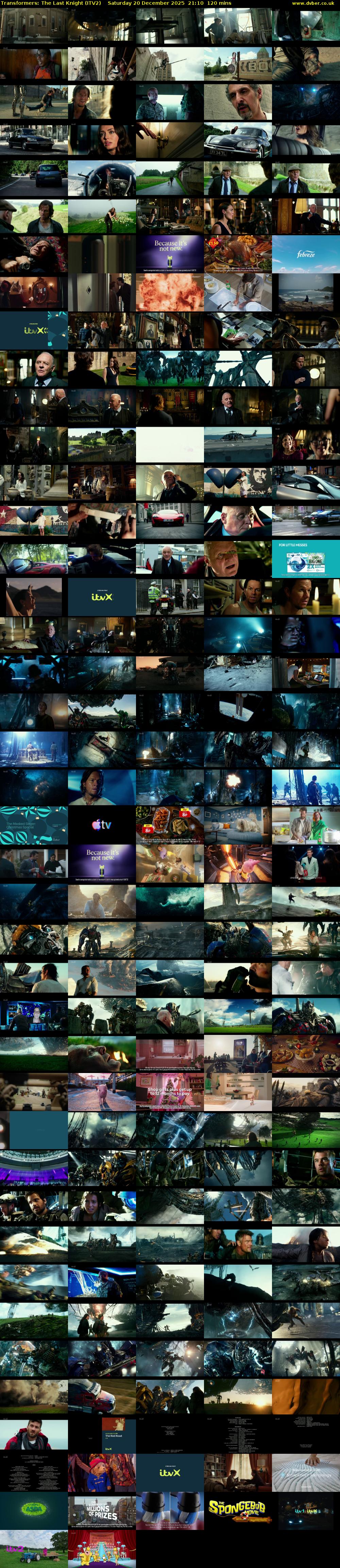 Transformers: The Last Knight (ITV2) Saturday 20 December 2025 21:10 - 23:10