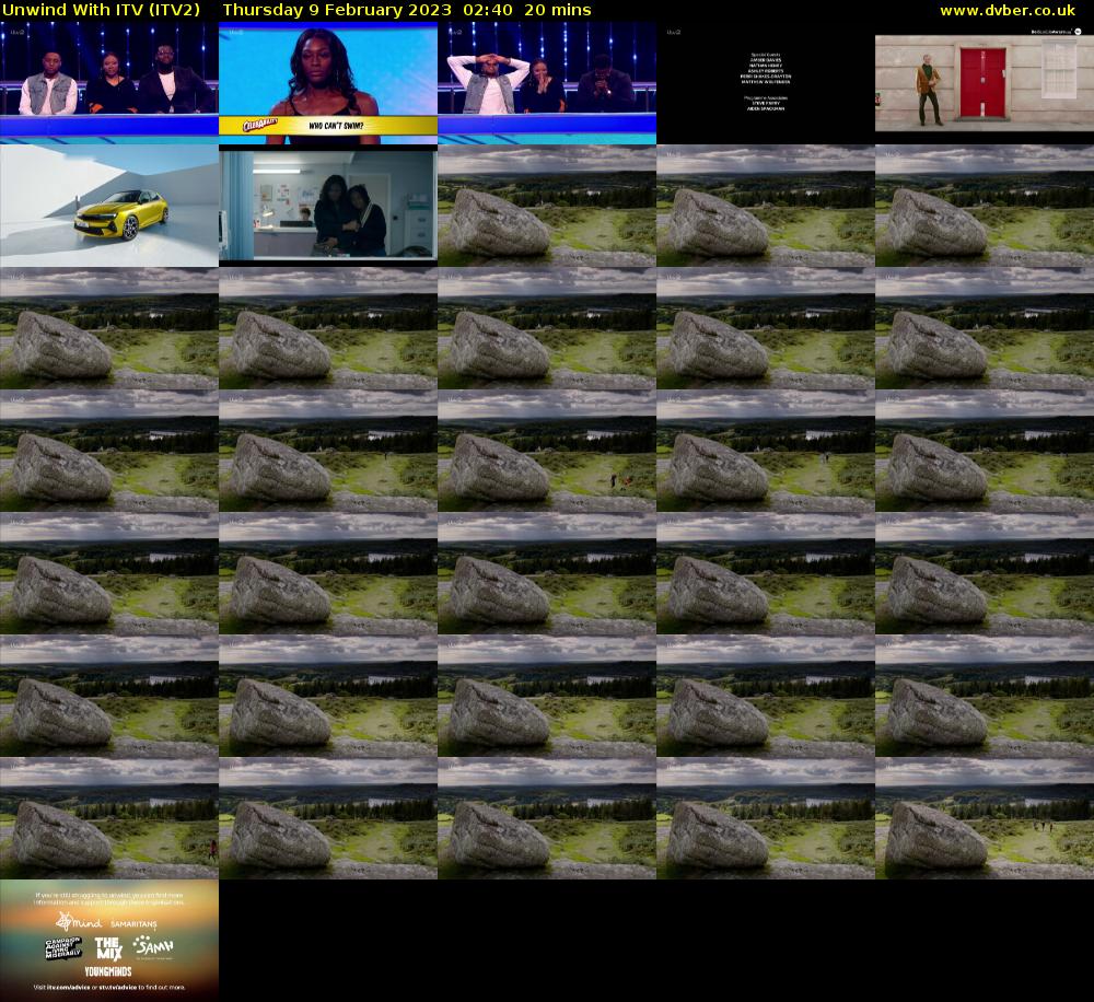 Unwind With ITV (ITV2) Thursday 9 February 2023 02:40 - 03:00