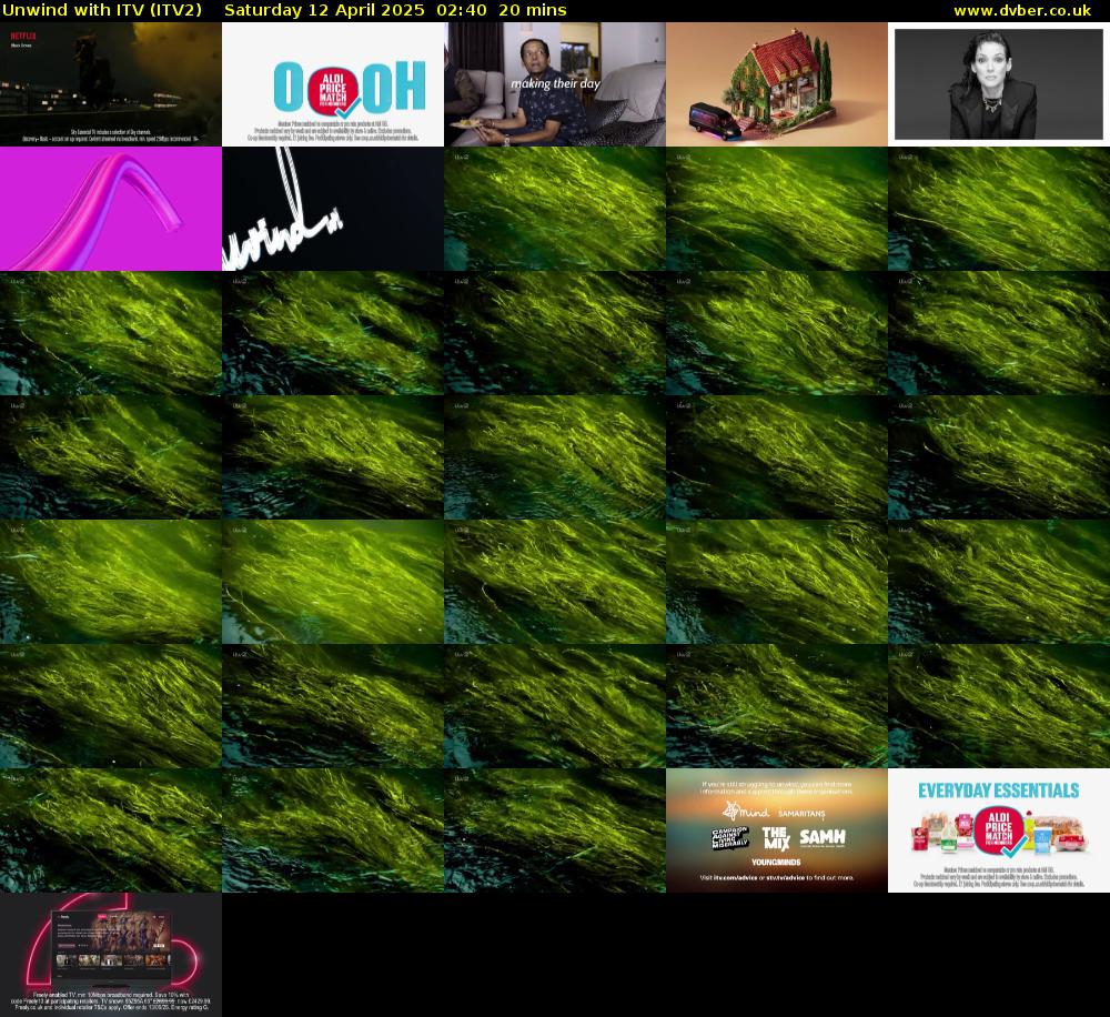 Unwind With ITV (ITV2) Saturday 12 April 2025 02:40 - 03:00