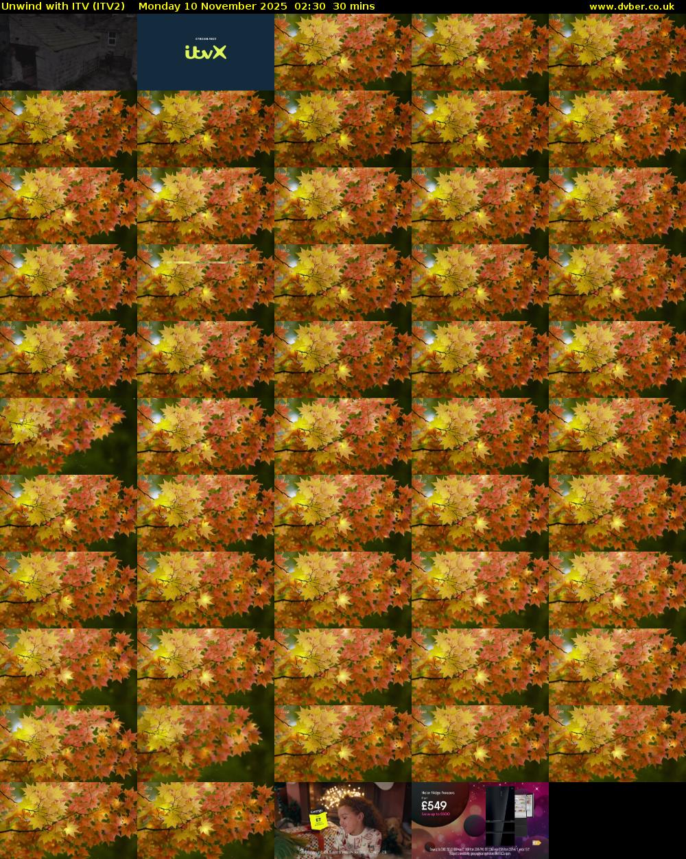 Unwind With ITV (ITV2) Monday 10 November 2025 02:30 - 03:00