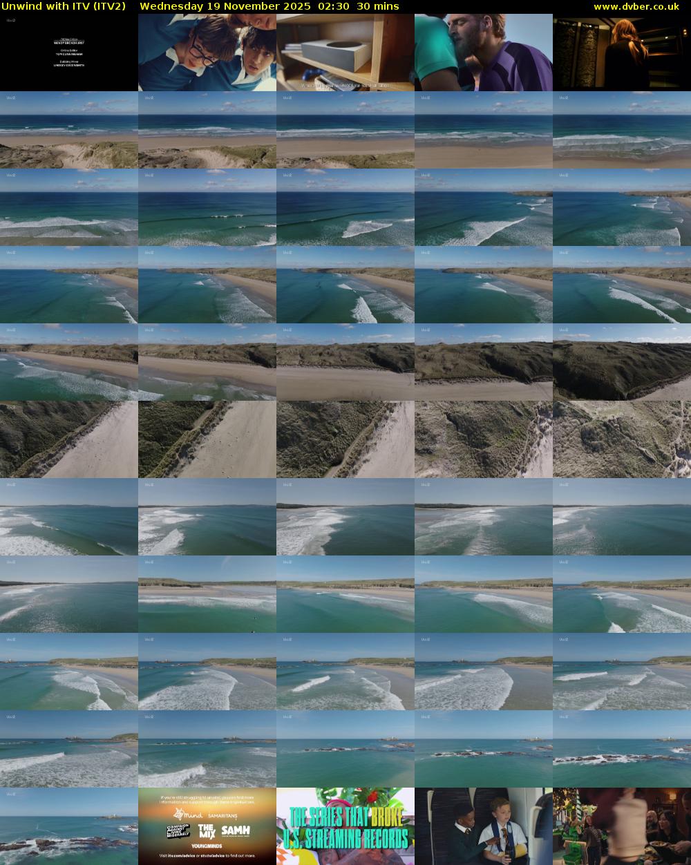 Unwind With ITV (ITV2) Wednesday 19 November 2025 02:30 - 03:00