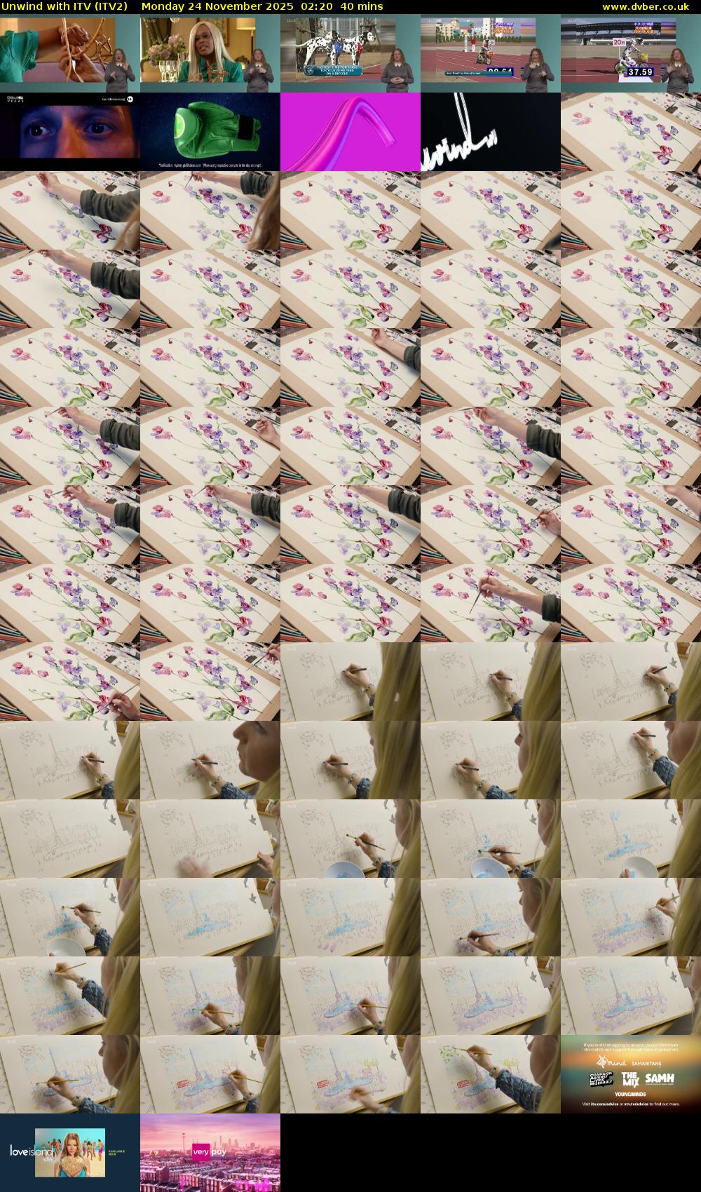 Unwind With ITV (ITV2) Monday 24 November 2025 02:20 - 03:00