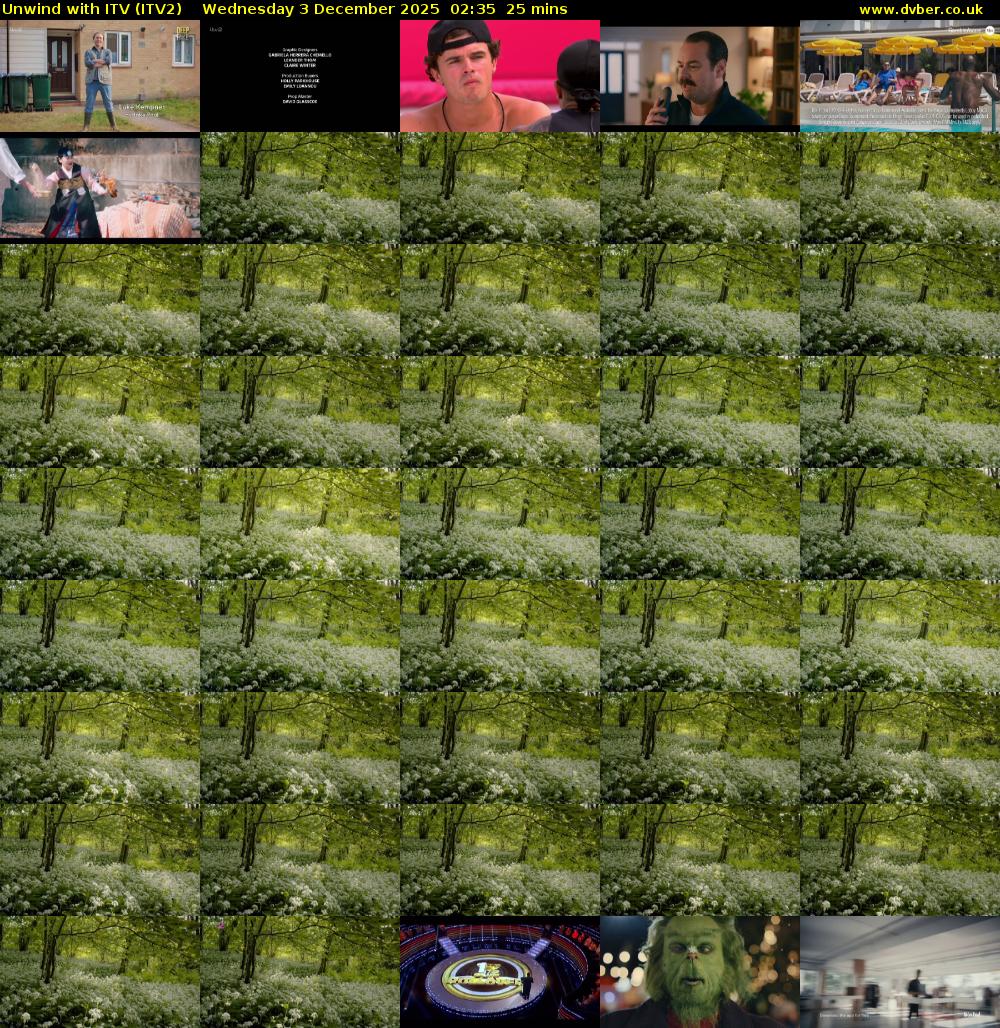 Unwind With ITV (ITV2) Wednesday 3 December 2025 02:35 - 03:00