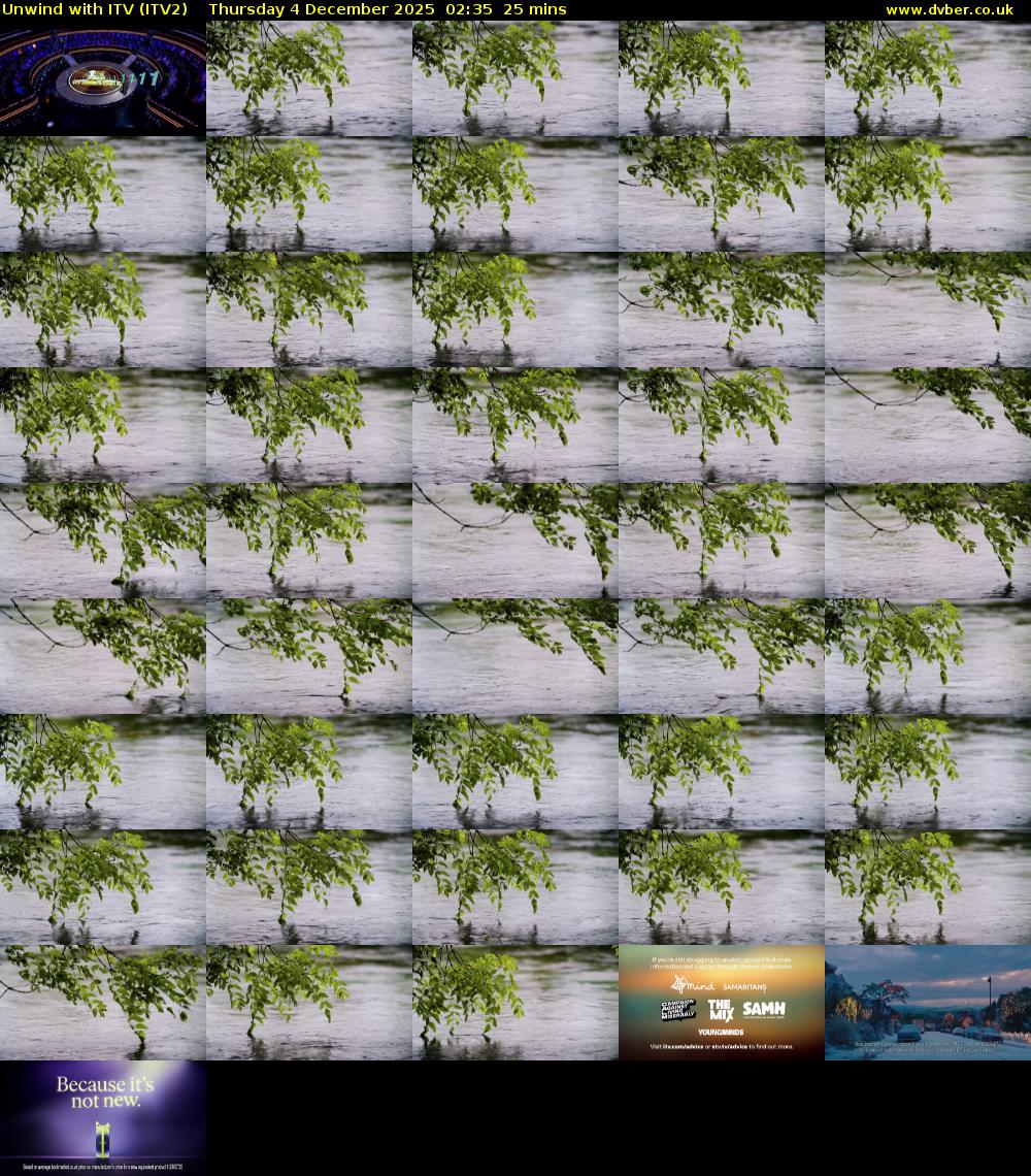 Unwind With ITV (ITV2) Thursday 4 December 2025 02:35 - 03:00