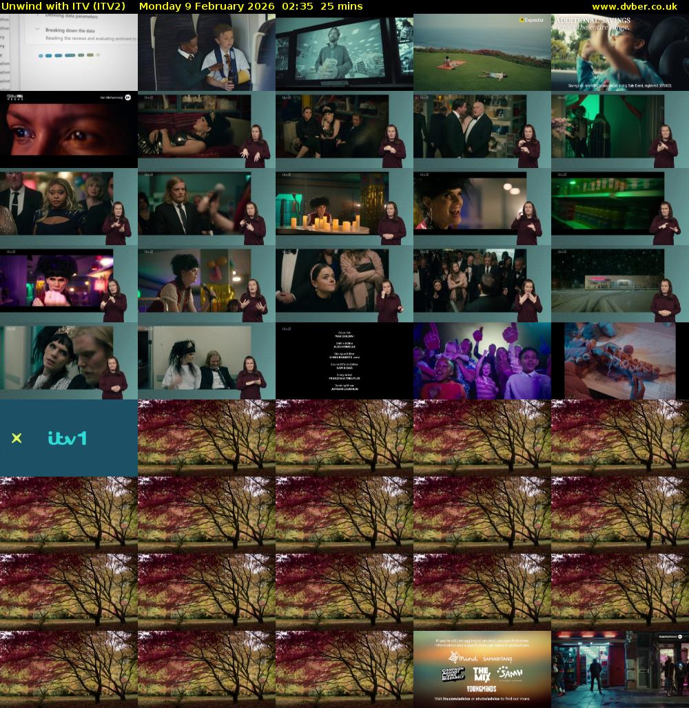 Unwind With ITV (ITV2) Monday 9 February 2026 02:35 - 03:00