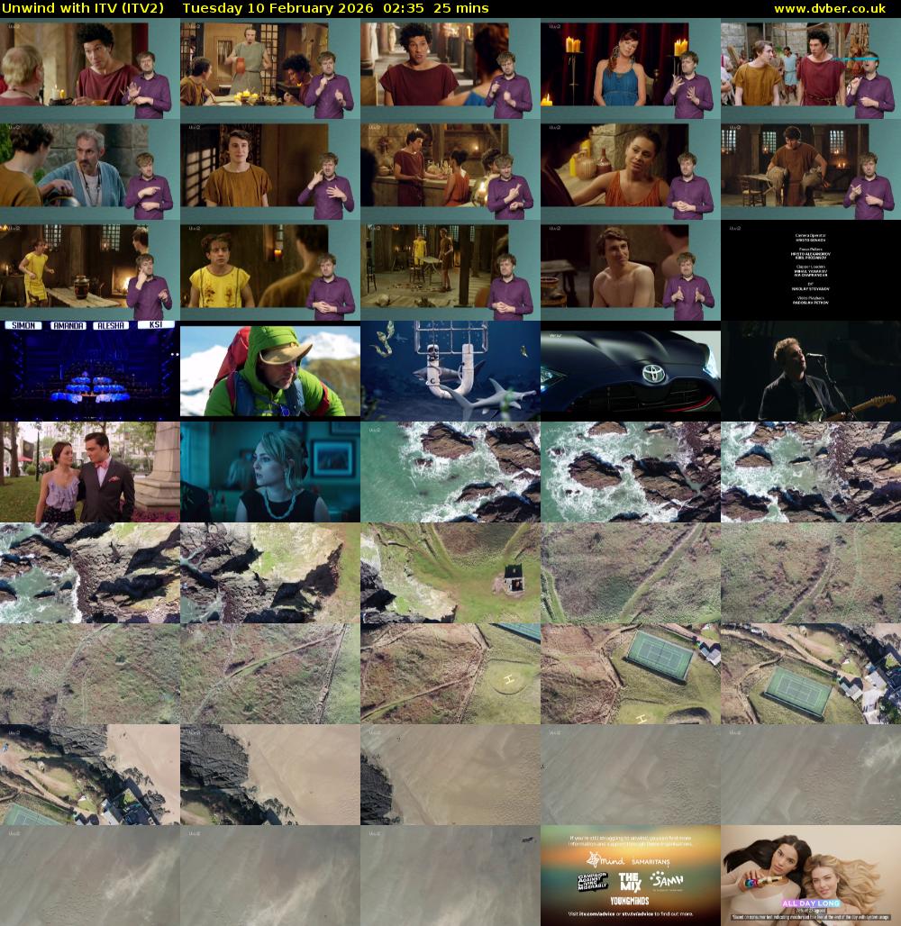 Unwind With ITV (ITV2) Tuesday 10 February 2026 02:35 - 03:00