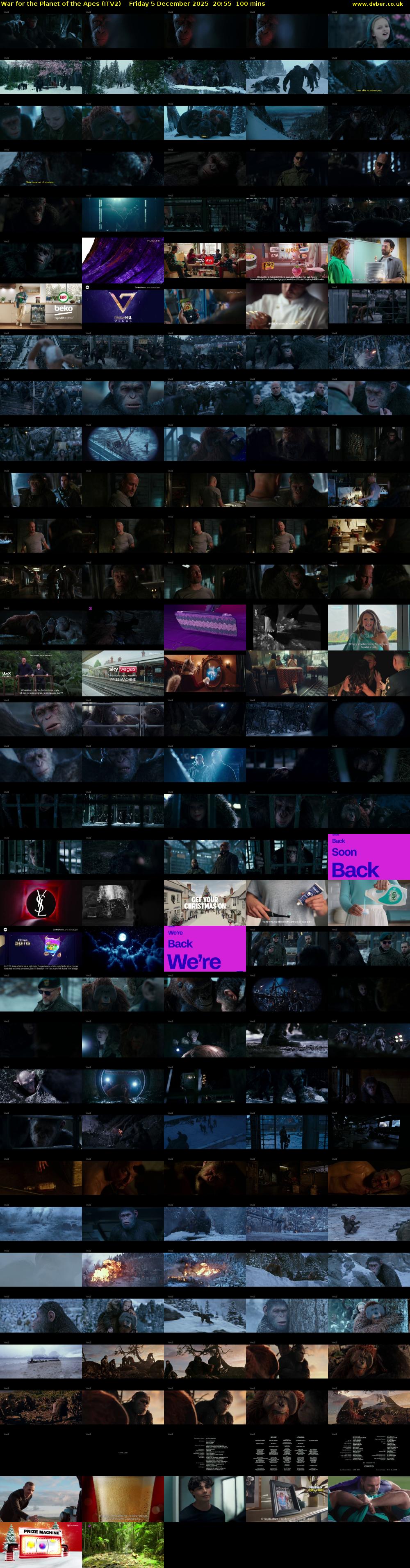 War for the Planet of the Apes (ITV2) Friday 5 December 2025 20:55 - 22:35