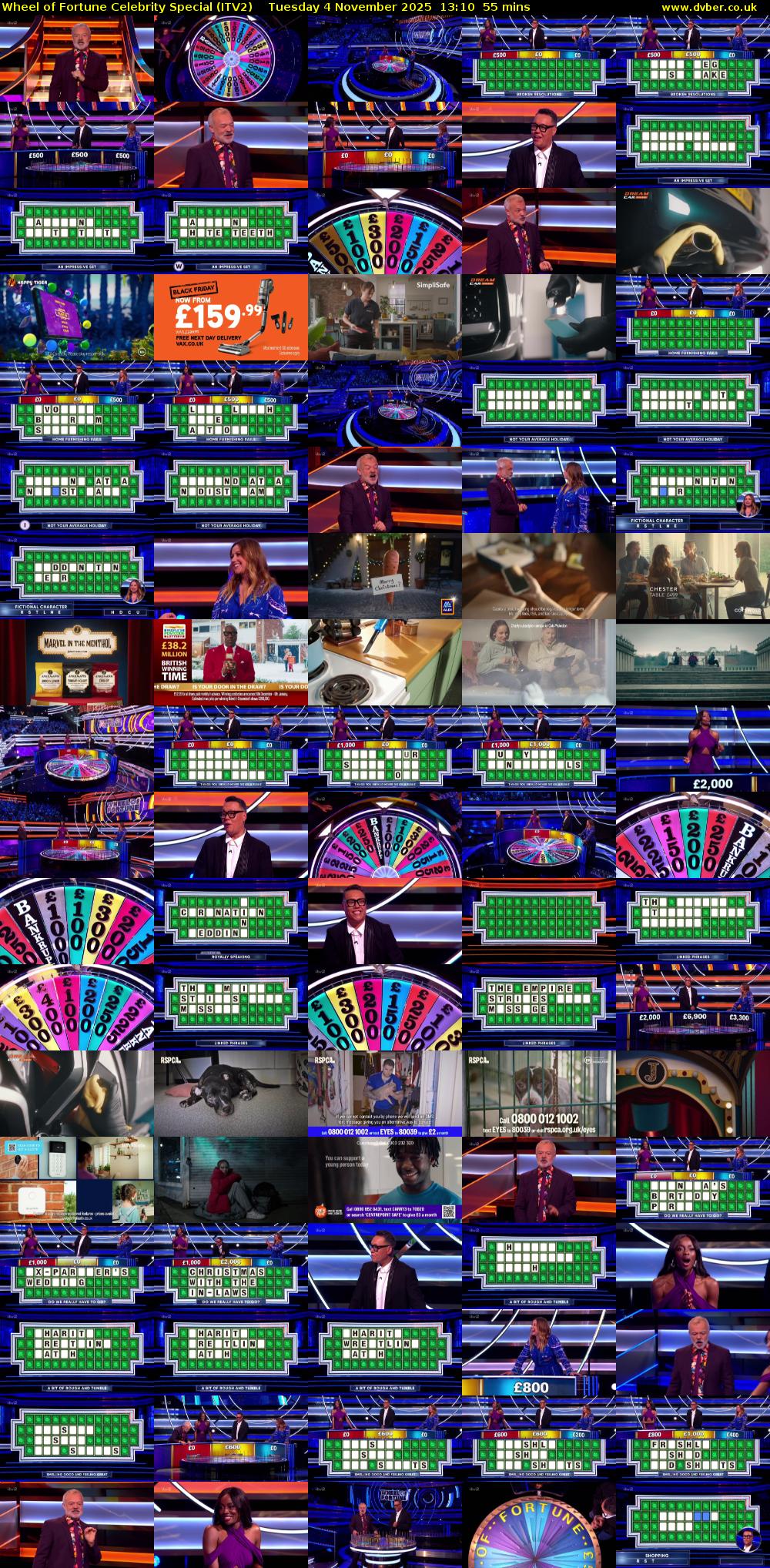 Wheel of Fortune Celebrity Special (ITV2) Tuesday 4 November 2025 13:10 - 14:05