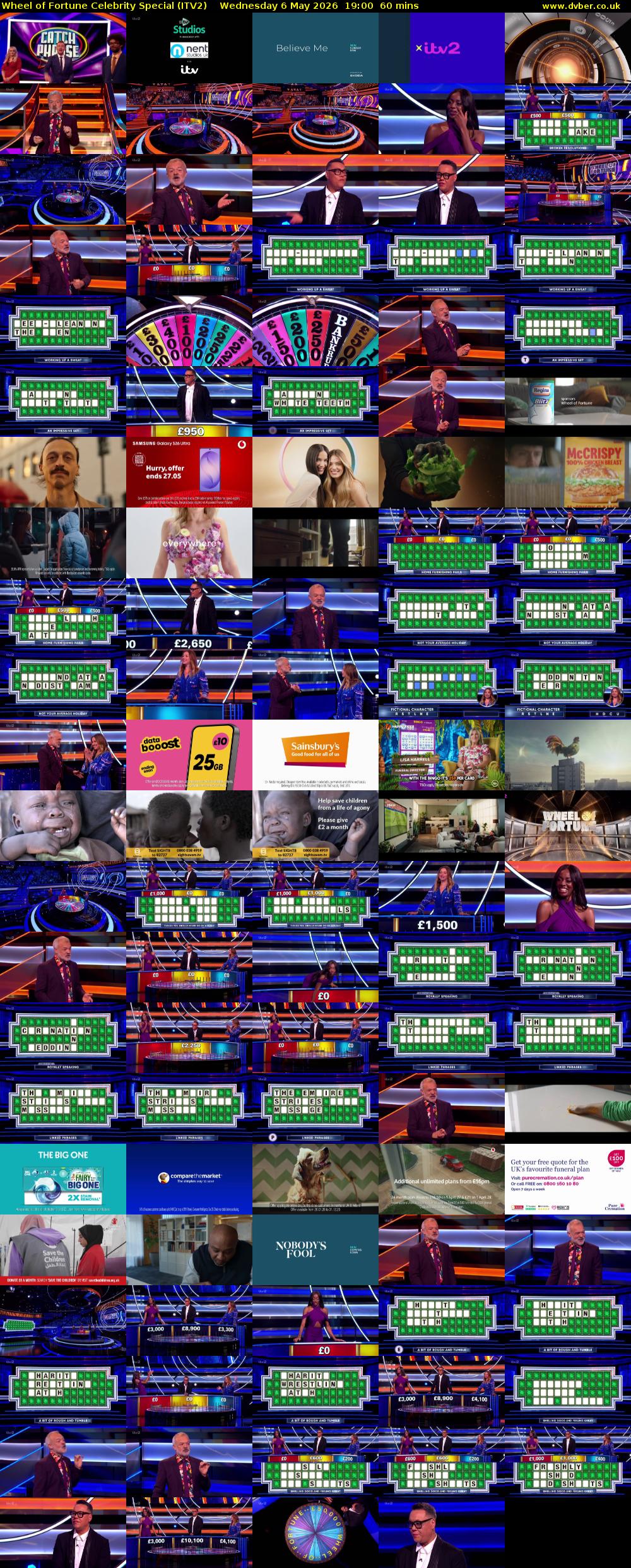 Wheel of Fortune Celebrity Special (ITV2) Wednesday 6 May 2026 19:00 - 20:00