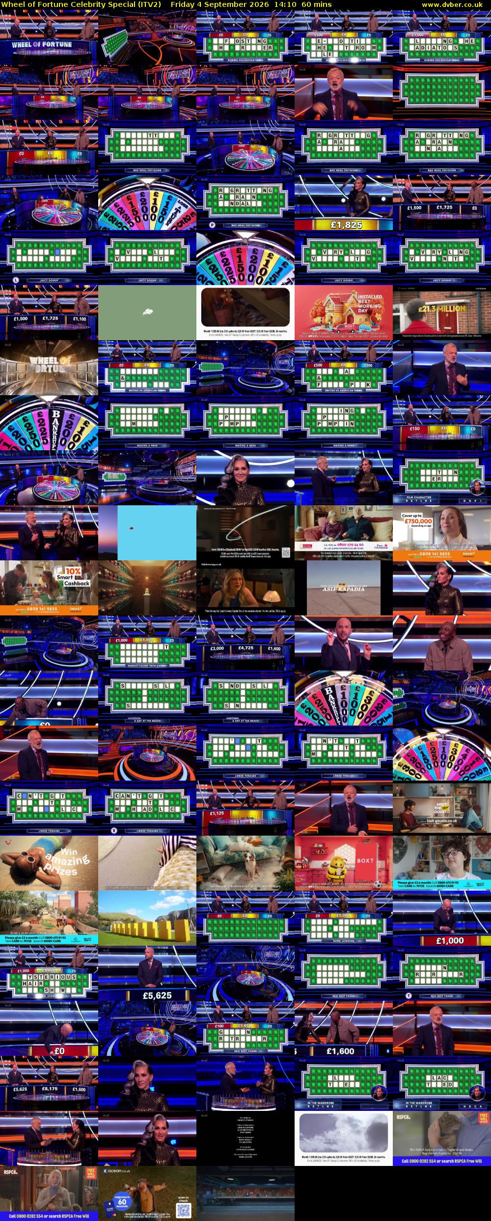 Wheel of Fortune Celebrity Special (ITV2) Friday 4 September 2026 14:10 - 15:10