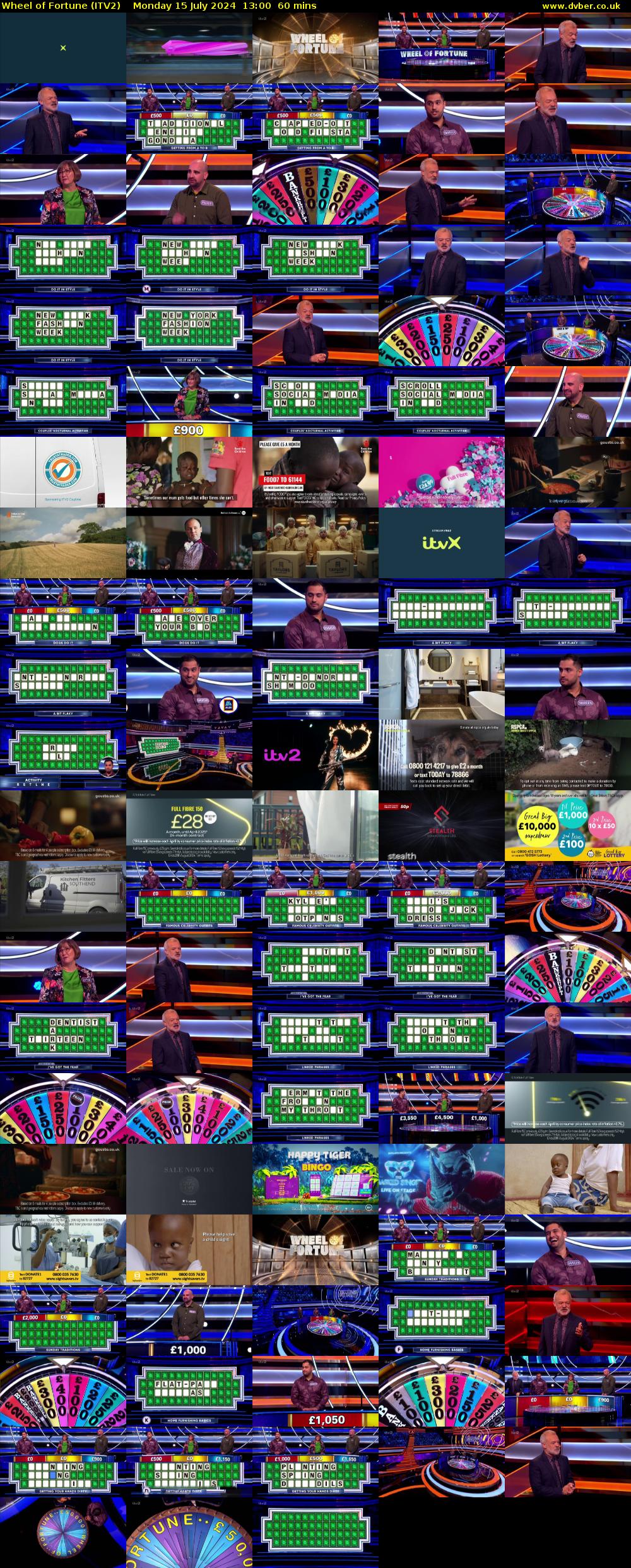 Wheel of Fortune (ITV2) Monday 15 July 2024 13:00 - 14:00
