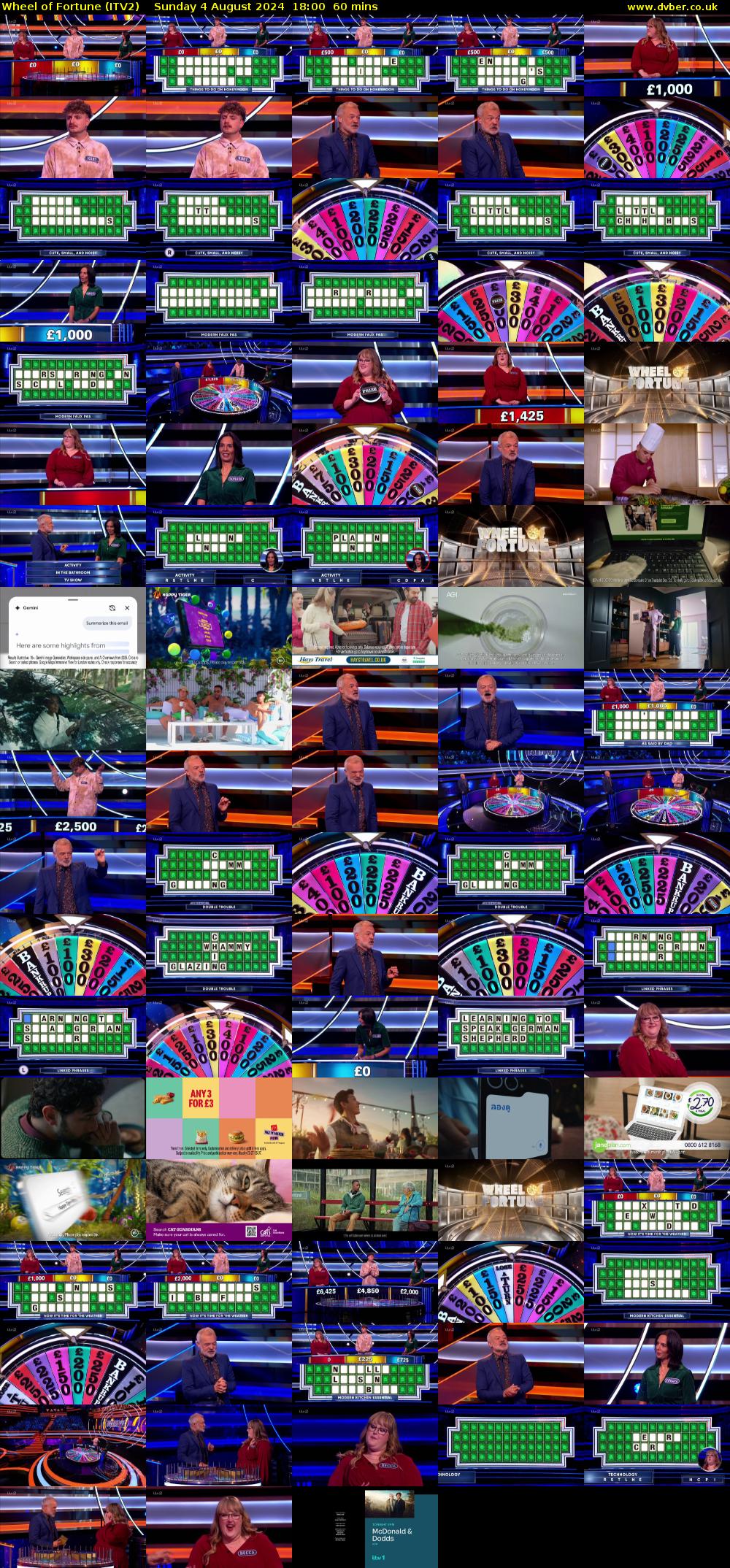 Wheel of Fortune (ITV2) Sunday 4 August 2024 18:00 - 19:00